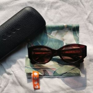 Garrett Leight Burgundy/Merlot Retro Biggie Sunglasses Brand New